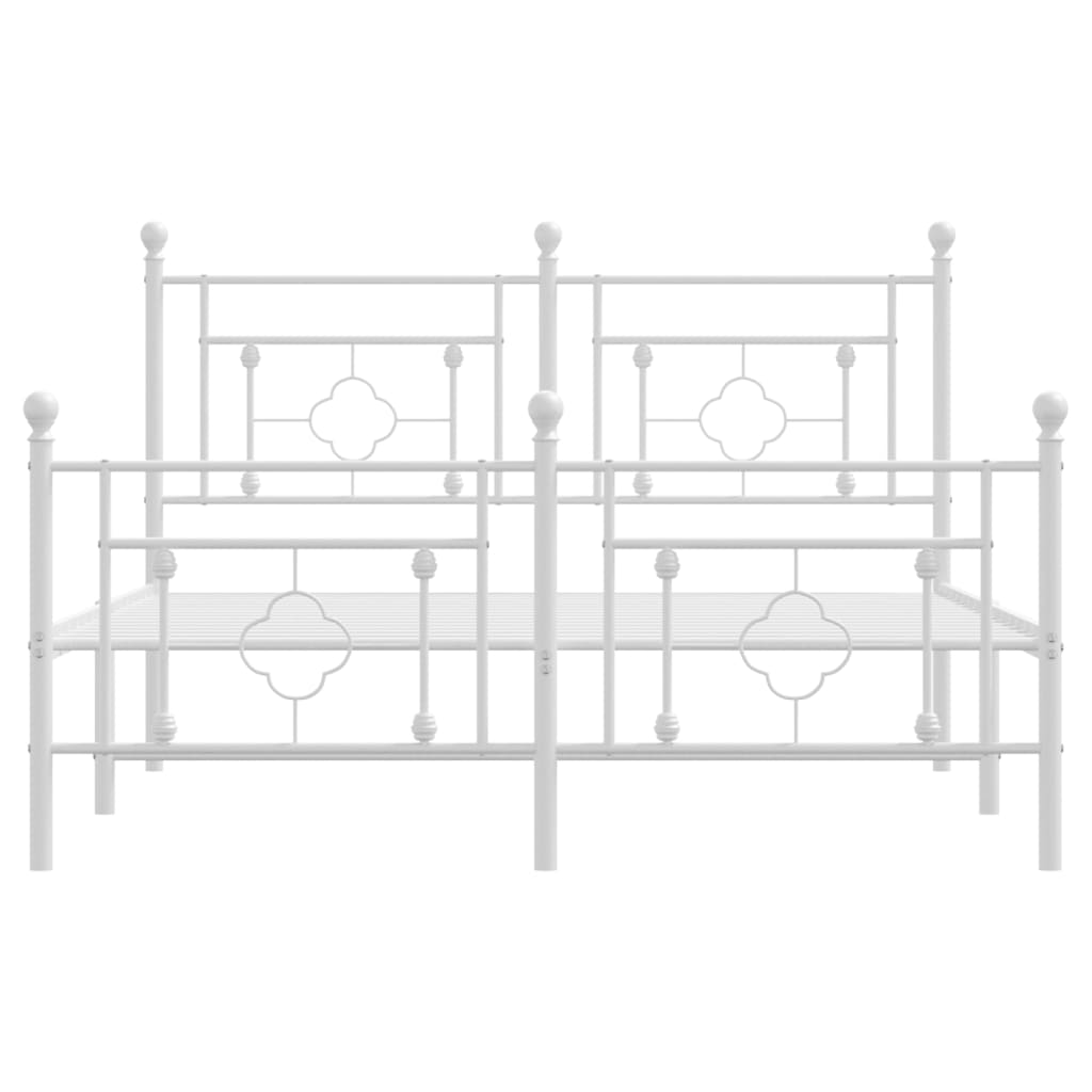 vidaXL Metalowa rama łóżka z wezgłowiem i zanóżkiem, biała, 140x200 cm