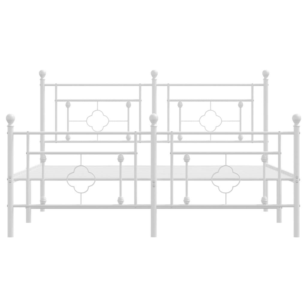 vidaXL Metalowa rama łóżka z wezgłowiem i zanóżkiem, biała, 160x200 cm