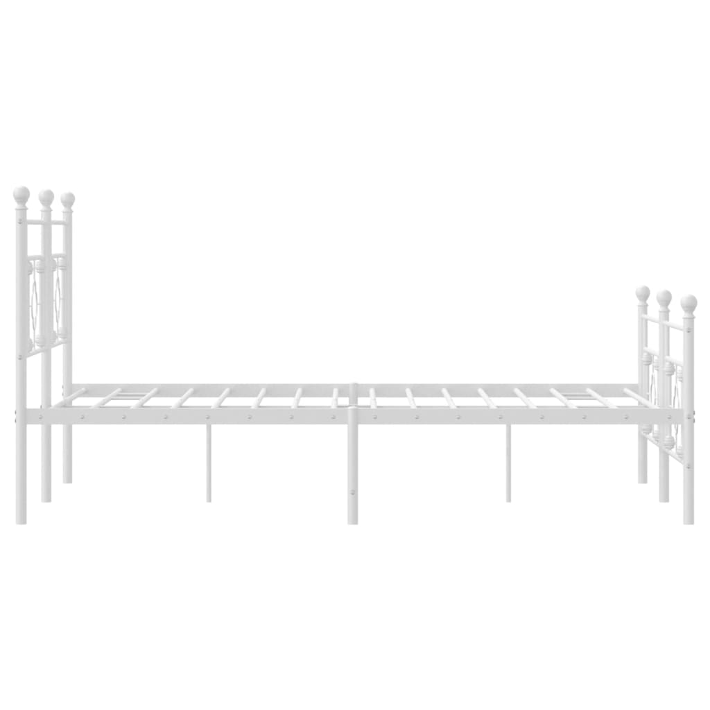 vidaXL Metalowa rama łóżka z wezgłowiem i zanóżkiem, biała, 160x200 cm