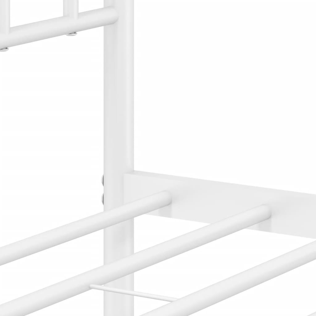 vidaXL Metalowa rama łóżka z wezgłowiem i zanóżkiem, biała, 160x200 cm