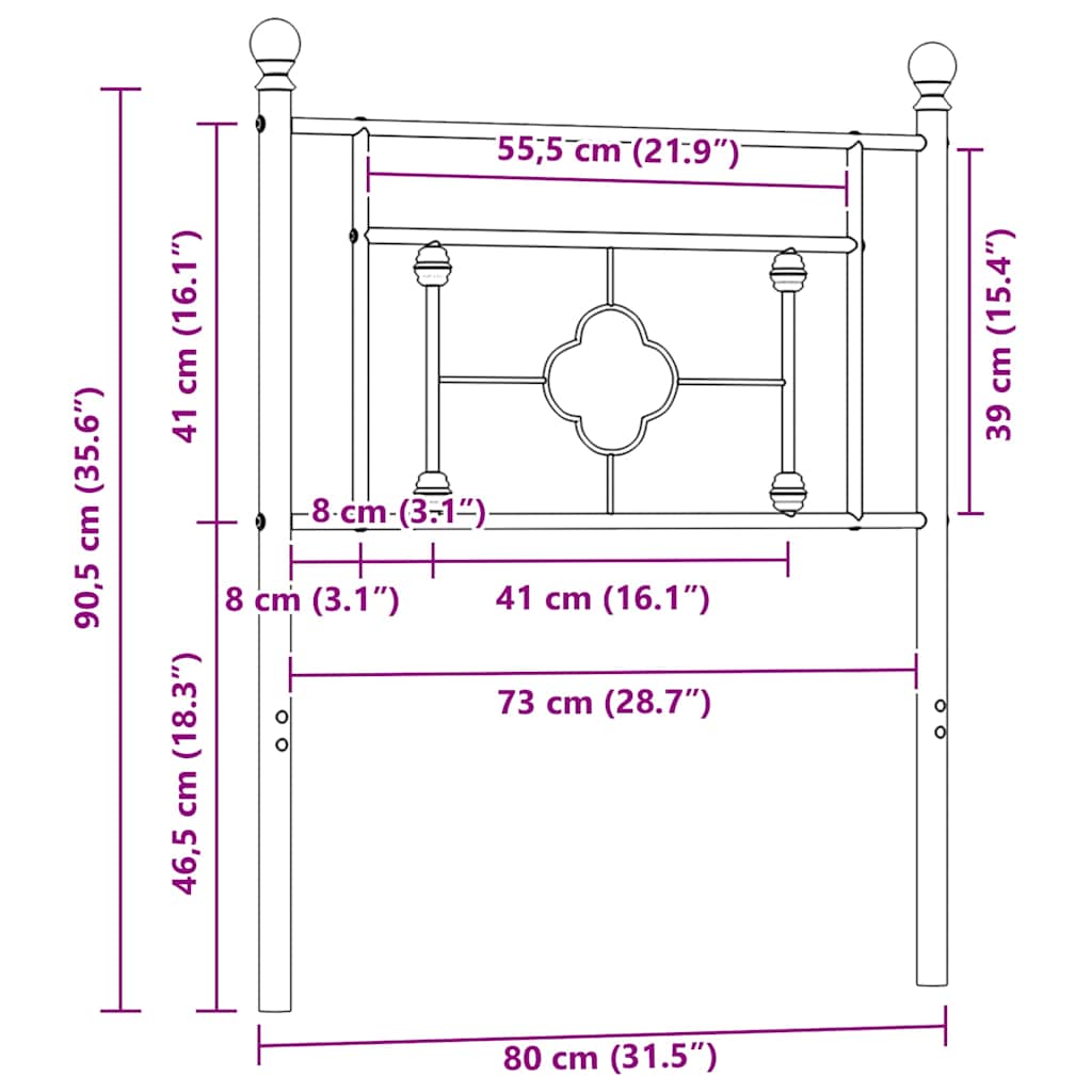 vidaXL Metalowe wymienne wezgłowie, białe, 75 cm