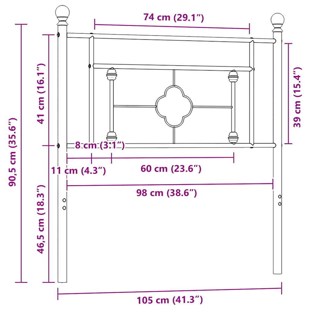 vidaXL Metalowe wymienne wezgłowie, białe, 100 cm
