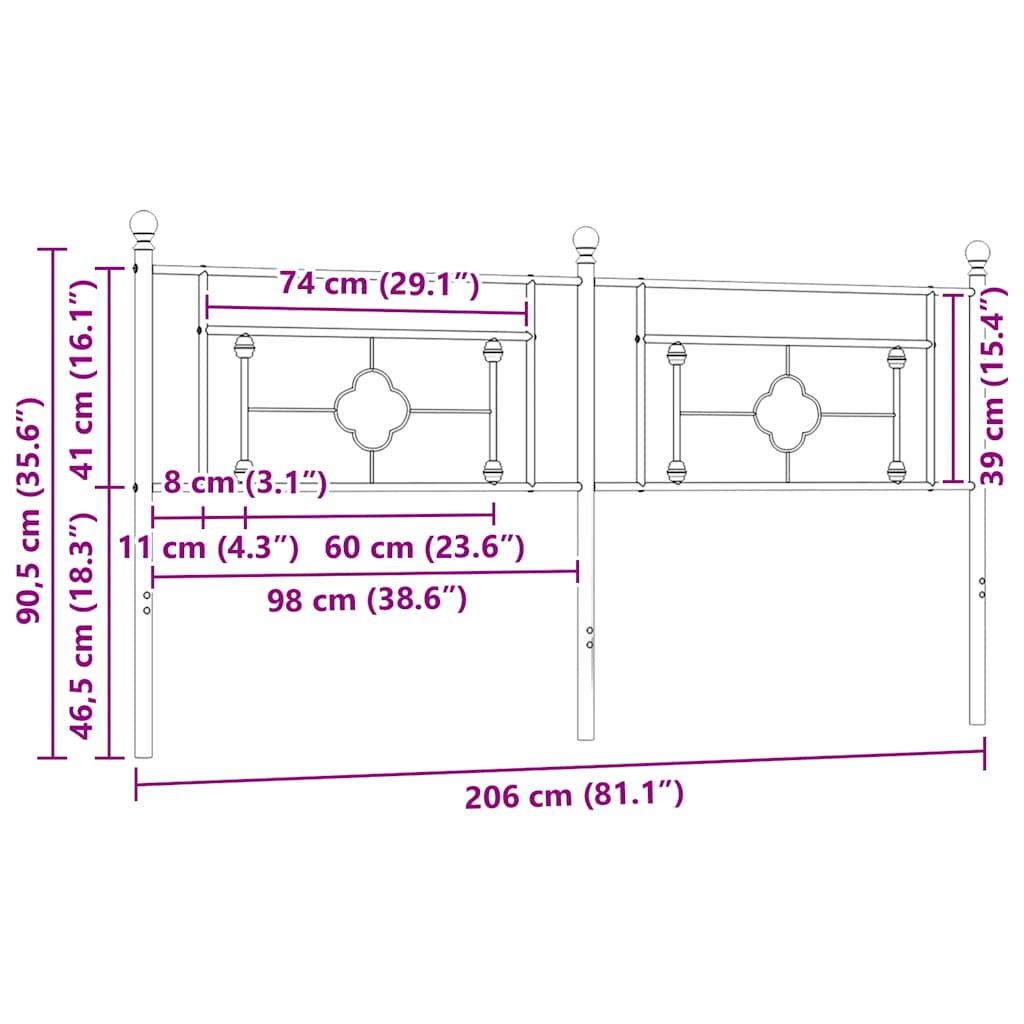 vidaXL Metalowe wymienne wezgłowie, białe, 200 cm