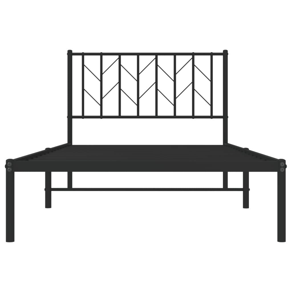 vidaXL Metalowa rama łóżka z wezgłowiem, czarna, 100x190 cm