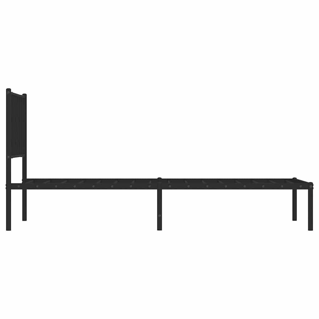 vidaXL Metalowa rama łóżka z wezgłowiem, czarna, 100x200 cm
