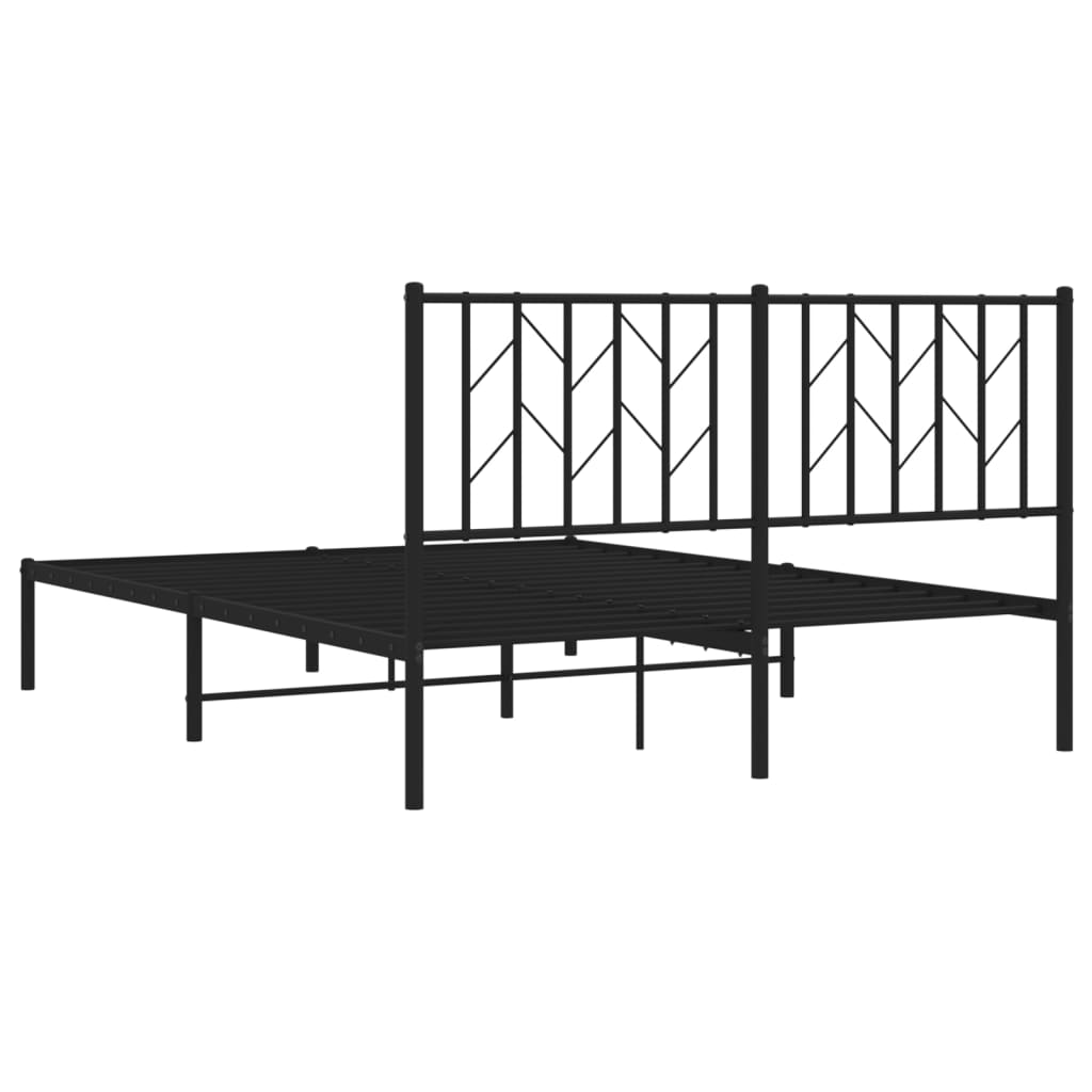vidaXL Metalowa rama łóżka z wezgłowiem, czarna, 140x190 cm