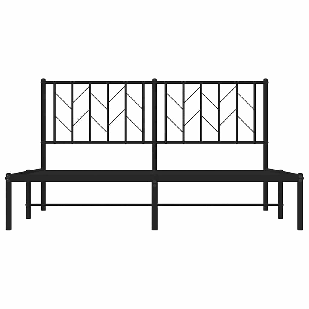 vidaXL Metalowa rama łóżka z wezgłowiem, czarna, 150x200 cm