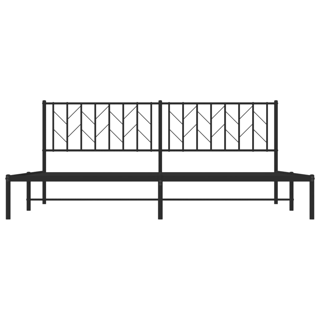 vidaXL Metalowa rama łóżka z wezgłowiem, czarna, 200x200 cm