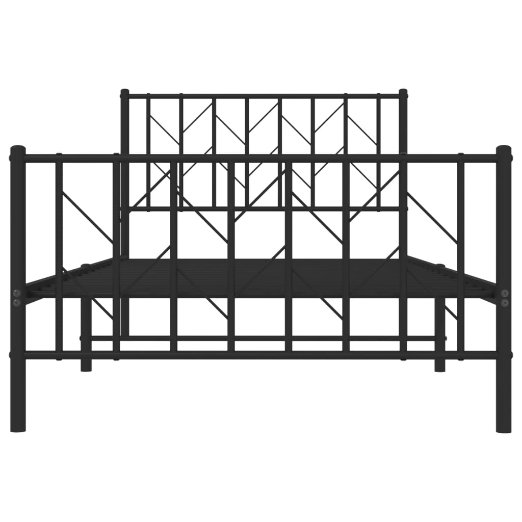 vidaXL Metalowa rama łóżka z wezgłowiem i zanóżkiem, czarna, 100x190cm