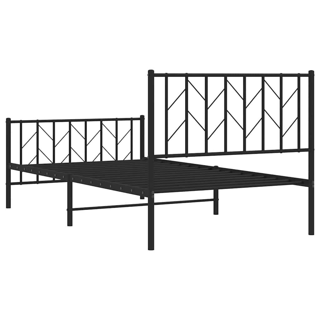 vidaXL Metalowa rama łóżka z wezgłowiem i zanóżkiem, czarna, 100x200cm