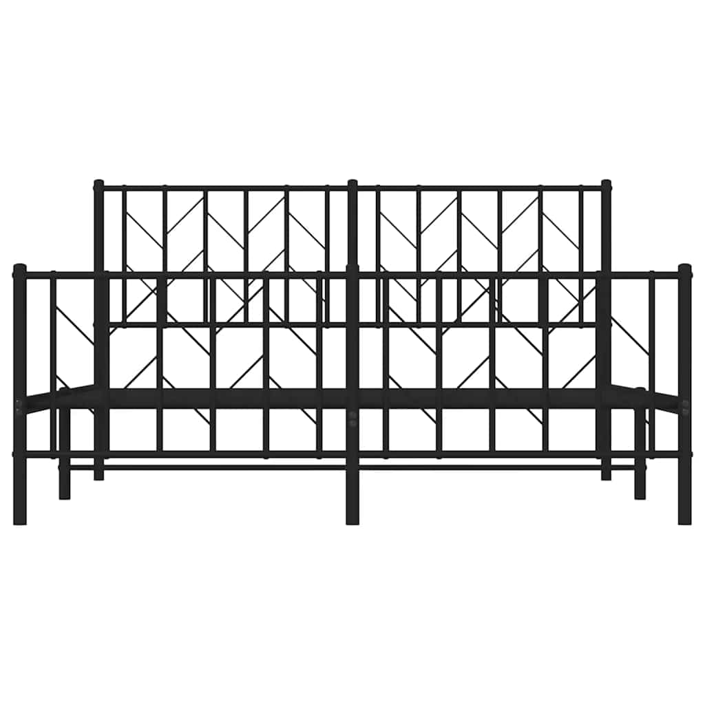 vidaXL Metalowa rama łóżka z wezgłowiem i zanóżkiem, czarna, 150x200cm