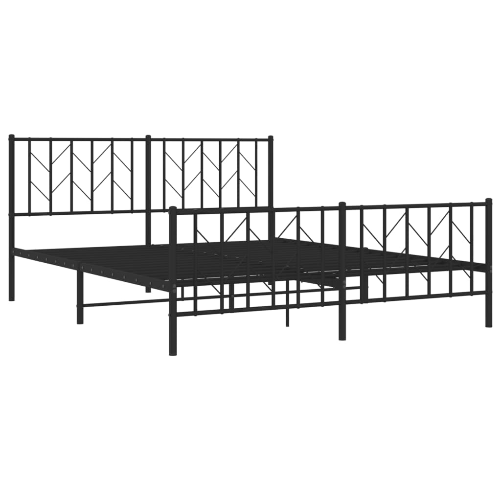 vidaXL Metalowe łóżko z zanóżkiem, bez materaca, czarne, 160x200 cm
