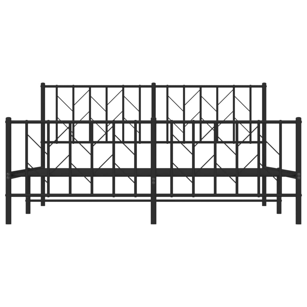 vidaXL Metalowe łóżko z zanóżkiem, bez materaca, czarne, 160x200 cm