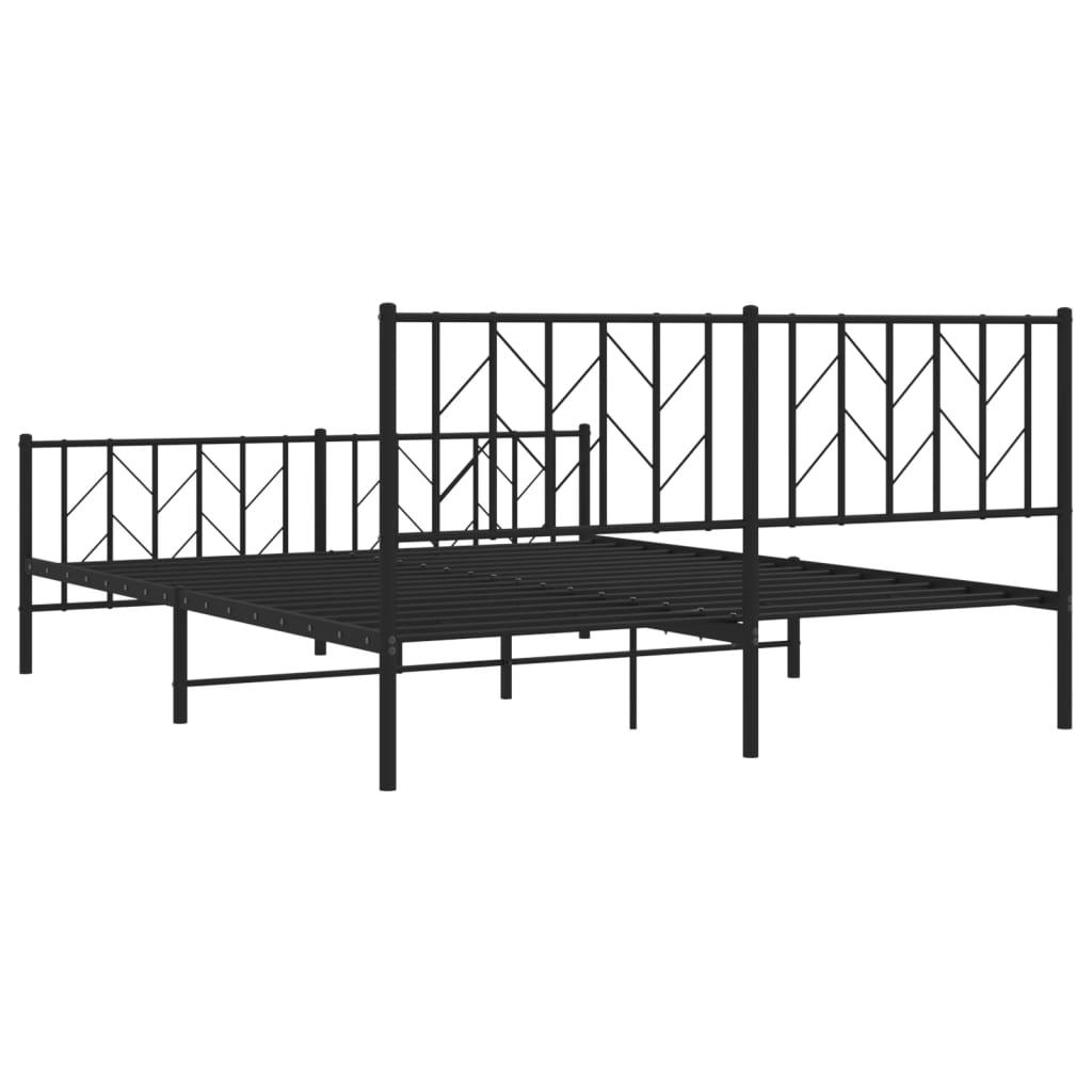 vidaXL Metalowe łóżko z zanóżkiem, bez materaca, czarne, 160x200 cm
