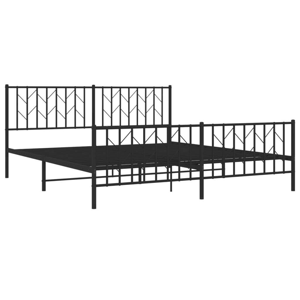 vidaXL Metalowa rama łóżka z wezgłowiem i zanóżkiem, czarna, 183x213cm