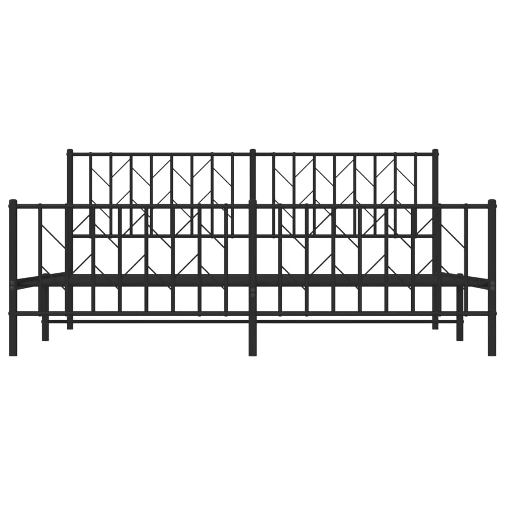vidaXL Metalowa rama łóżka z wezgłowiem i zanóżkiem, czarna, 183x213cm