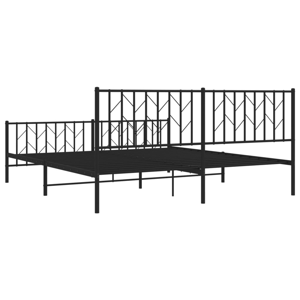 vidaXL Metalowa rama łóżka z wezgłowiem i zanóżkiem, czarna, 183x213cm