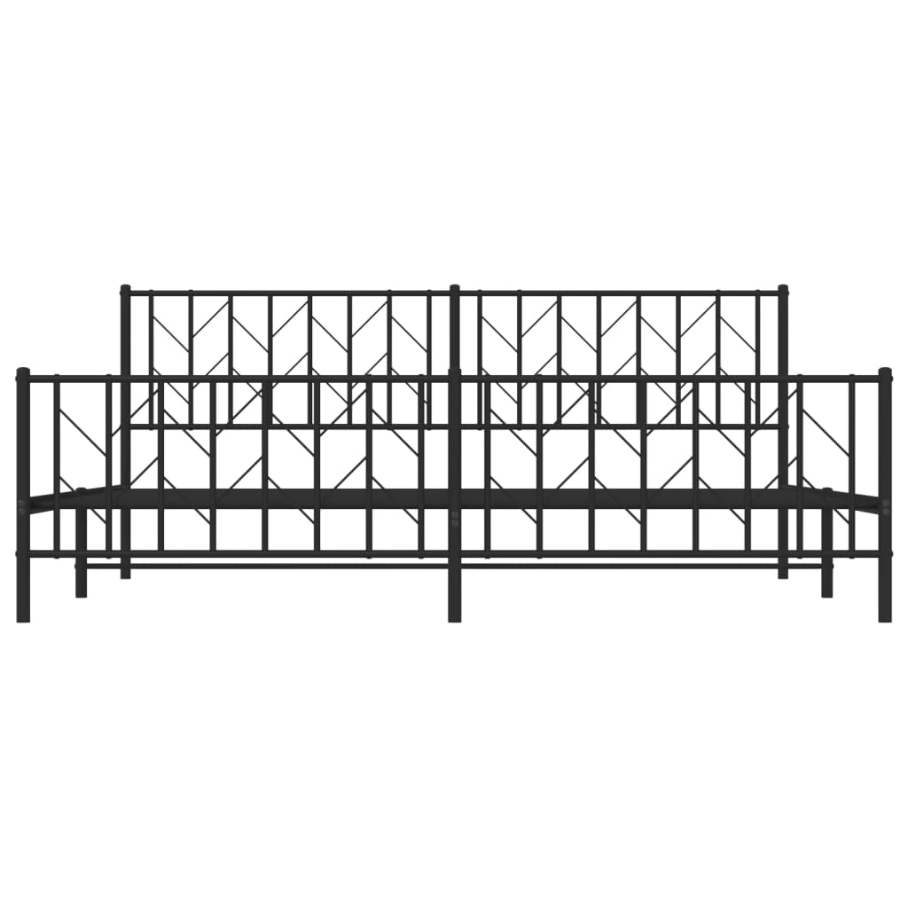 vidaXL Metalowa rama łóżka z wezgłowiem i zanóżkiem, czarna, 200x200cm