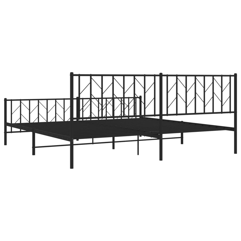 vidaXL Metalowa rama łóżka z wezgłowiem i zanóżkiem, czarna, 200x200cm
