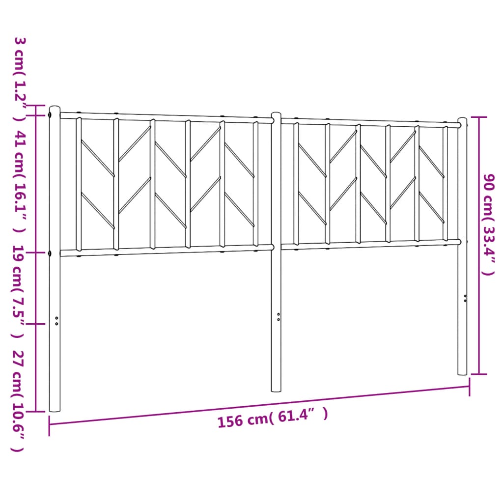 vidaXL Metalowe wymienne wezgłowie, czarne, 150 cm