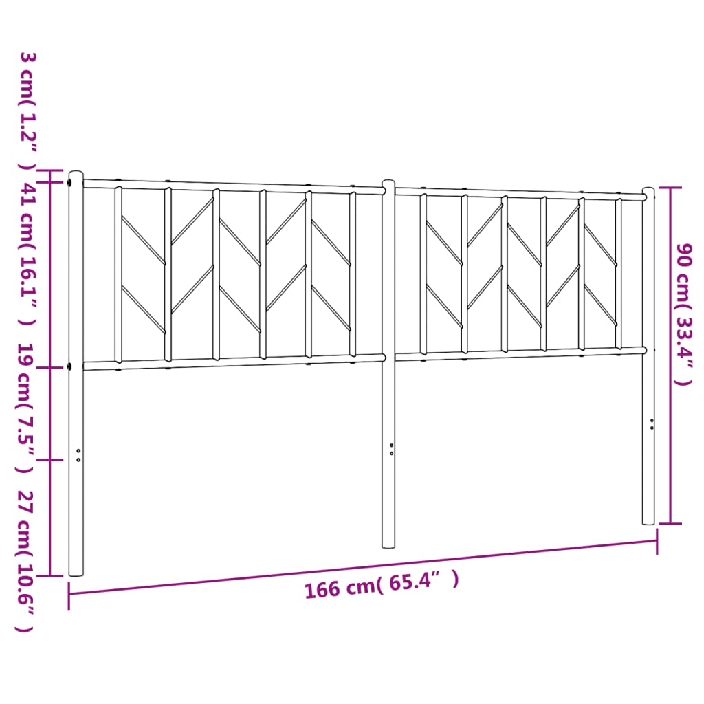 vidaXL Metalowe wymienne wezgłowie, czarne, 160 cm