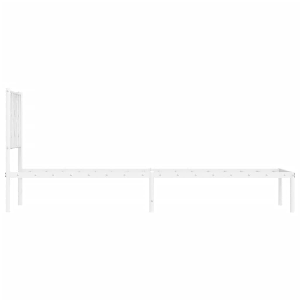 vidaXL Metalowa rama łóżka z wezgłowiem, biała, 80x200 cm