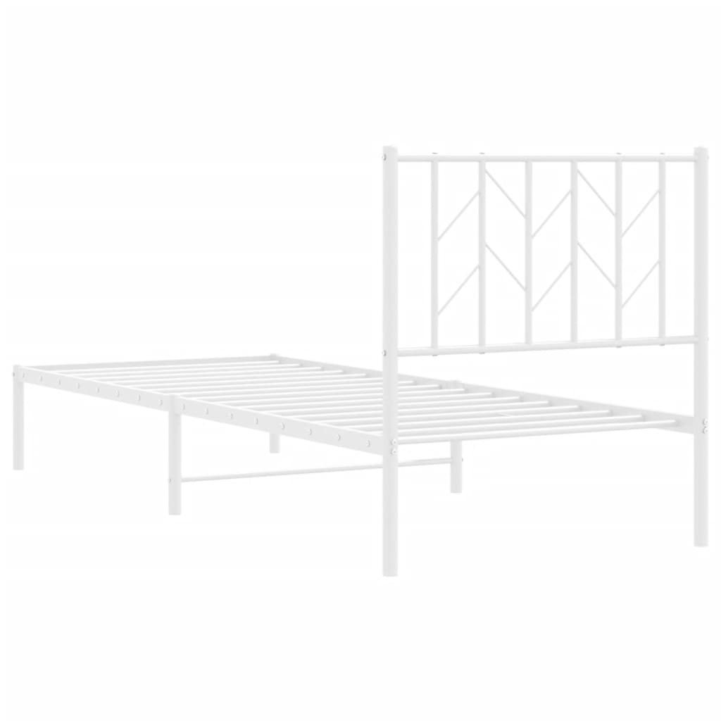 vidaXL Metalowa rama łóżka z wezgłowiem, biała, 80x200 cm