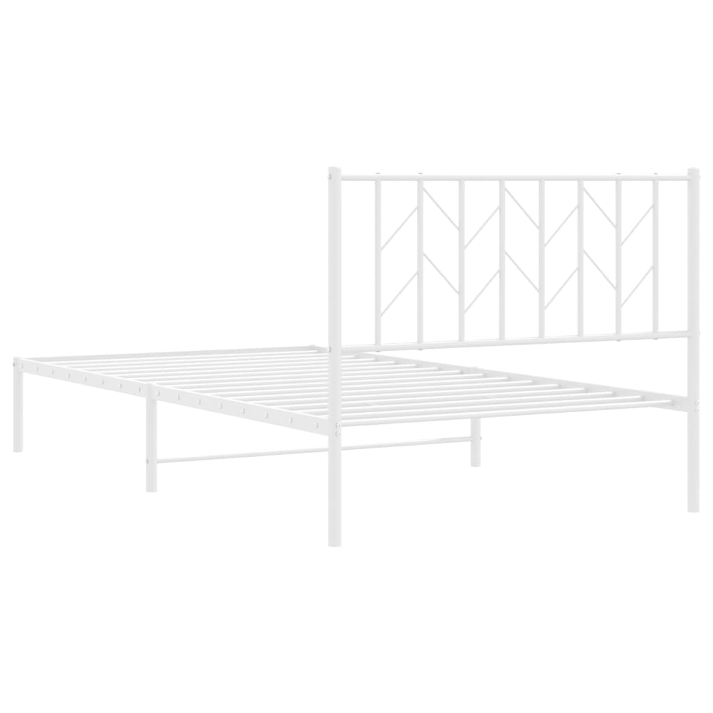 vidaXL Metalowa rama łóżka z wezgłowiem, biała, 107x203 cm