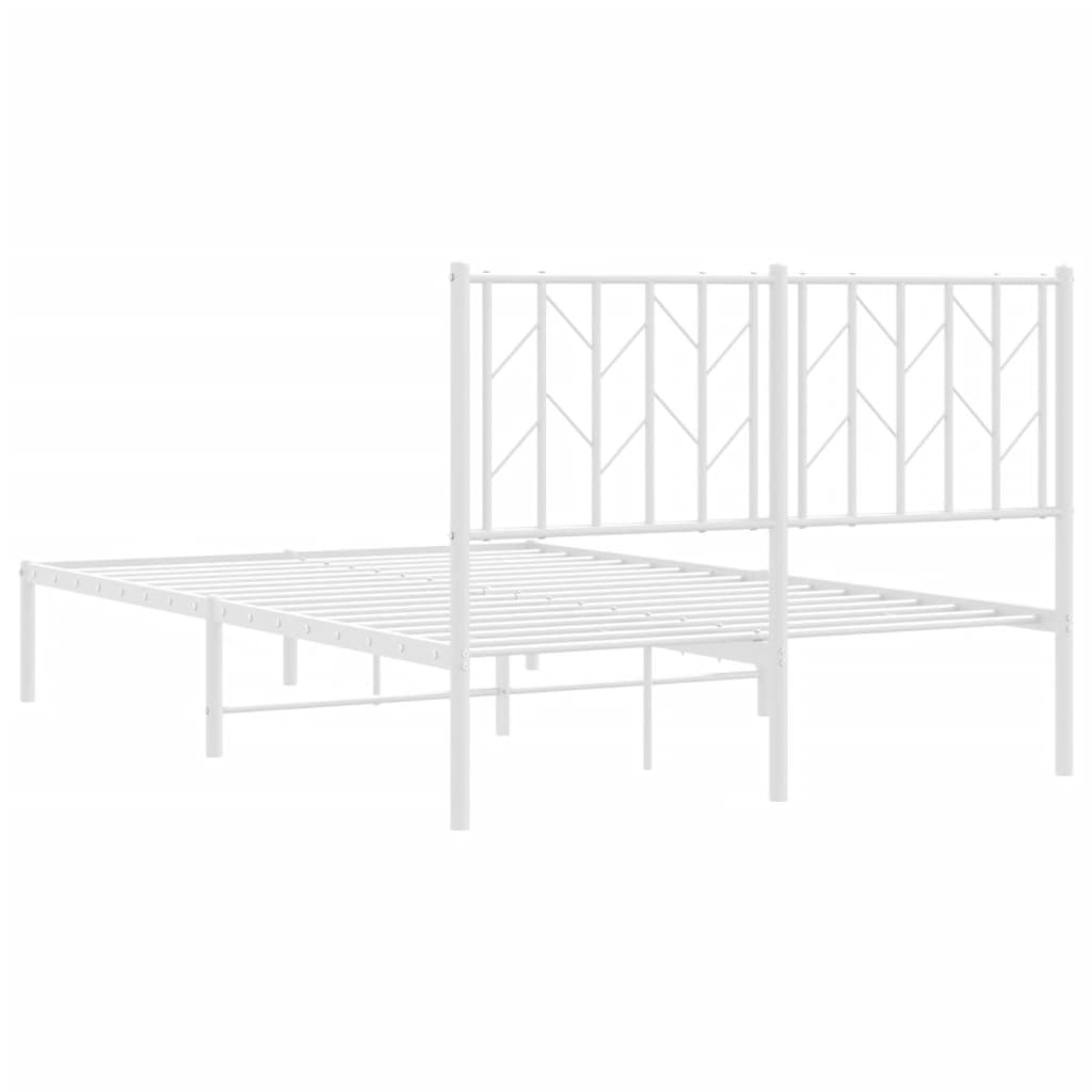 vidaXL Metalowa rama łóżka z wezgłowiem, biała, 120x190 cm