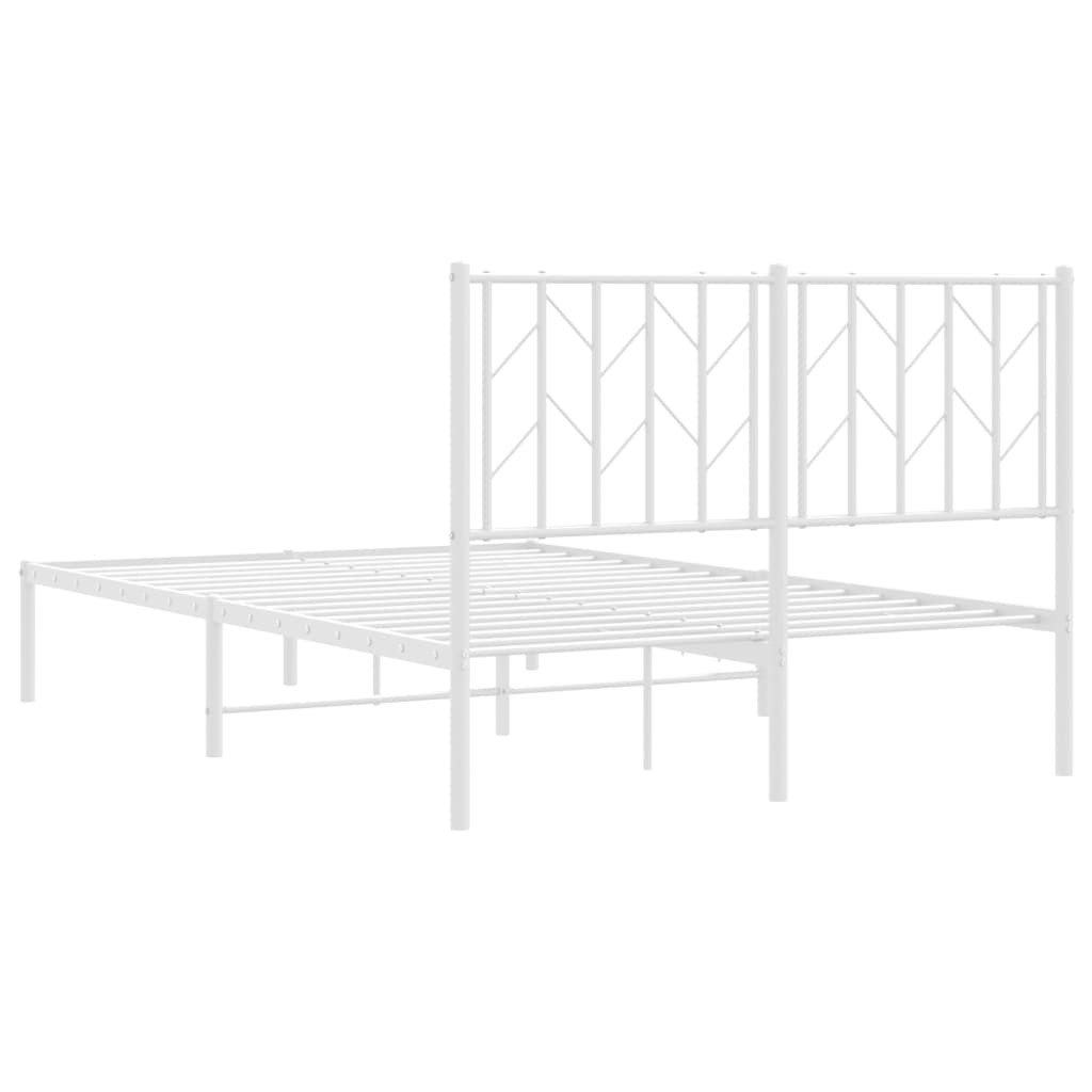 vidaXL Metalowa rama łóżka z wezgłowiem, biała, 120x200 cm