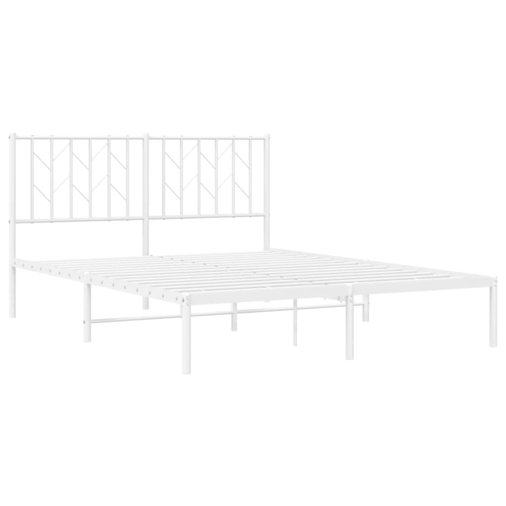 vidaXL Metalowa rama łóżka z wezgłowiem, biała, 140x190 cm