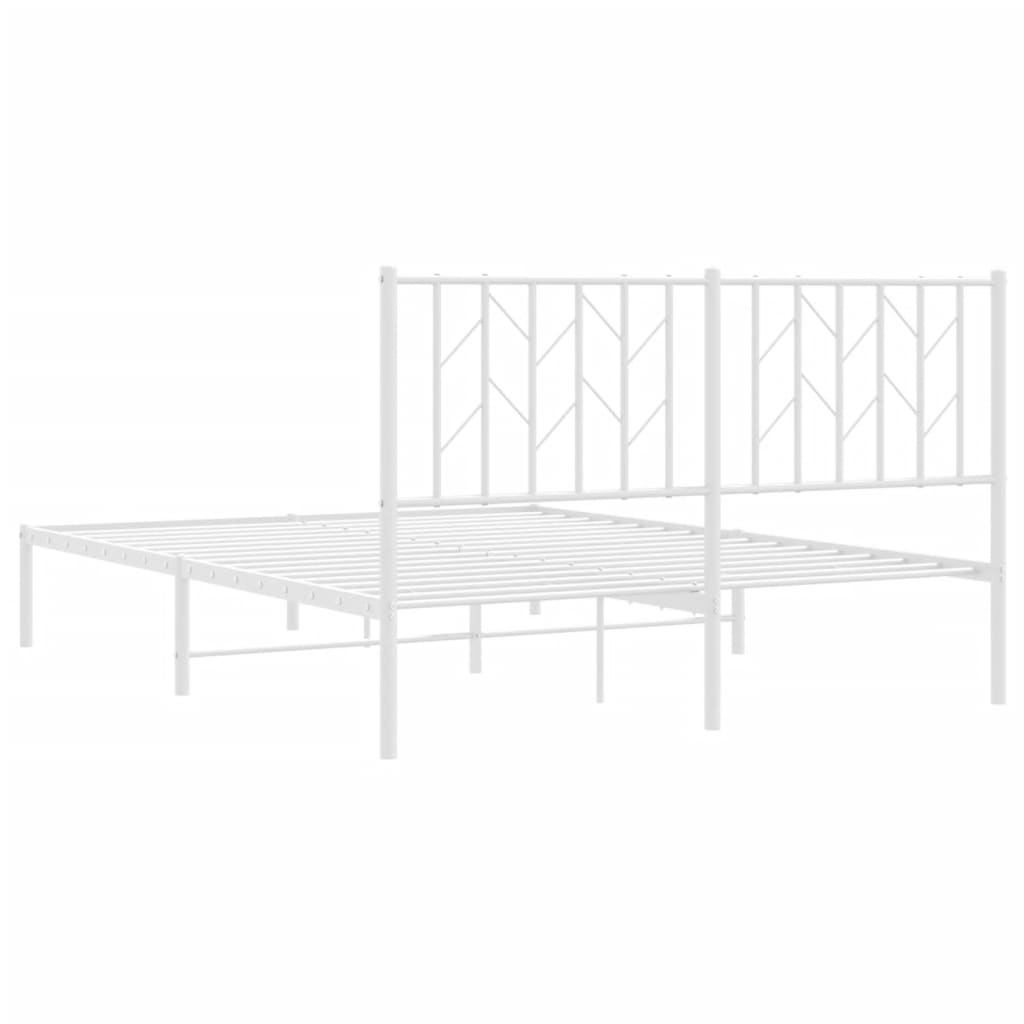 vidaXL Metalowa rama łóżka z wezgłowiem, biała, 140x190 cm