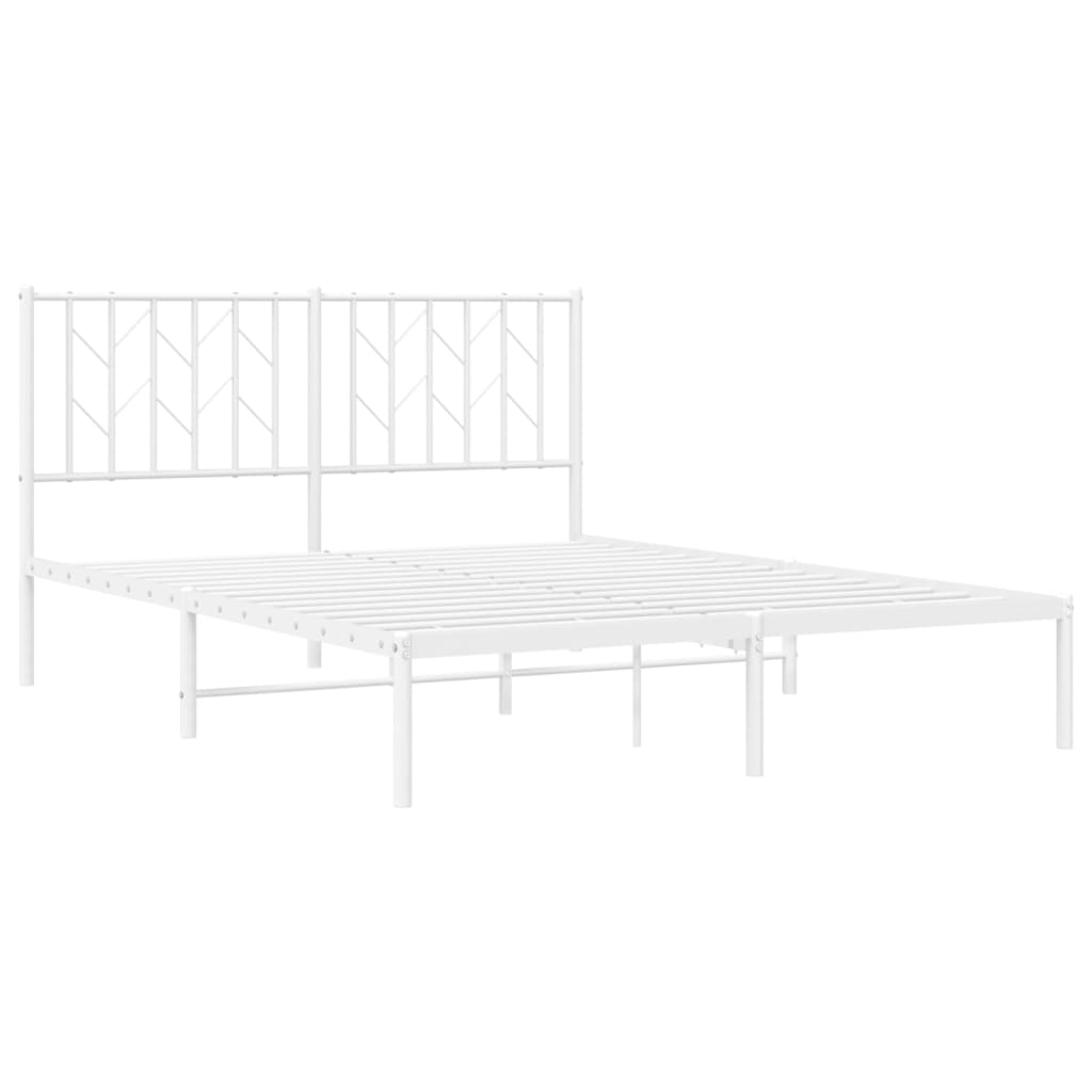 vidaXL Metalowa rama łóżka z wezgłowiem biała, 140x200 cm