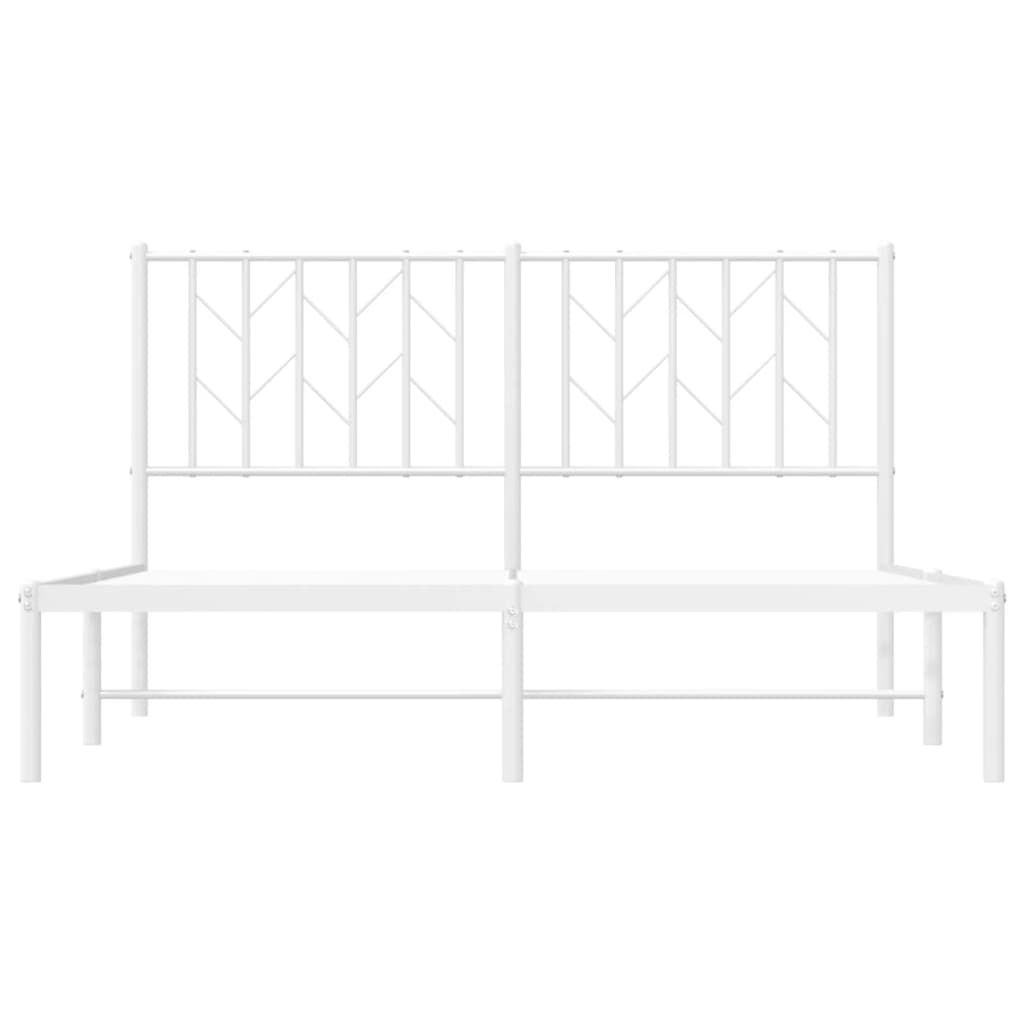 vidaXL Metalowa rama łóżka z wezgłowiem biała, 140x200 cm