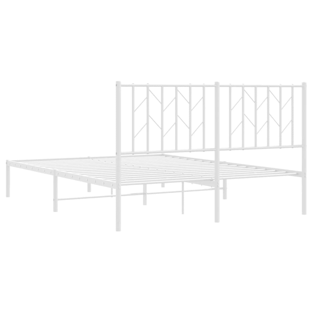 vidaXL Metalowa rama łóżka z wezgłowiem biała, 140x200 cm