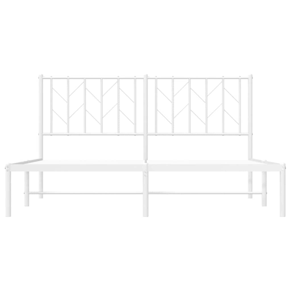 vidaXL Metalowa rama łóżka z wezgłowiem, biała, 150x200 cm