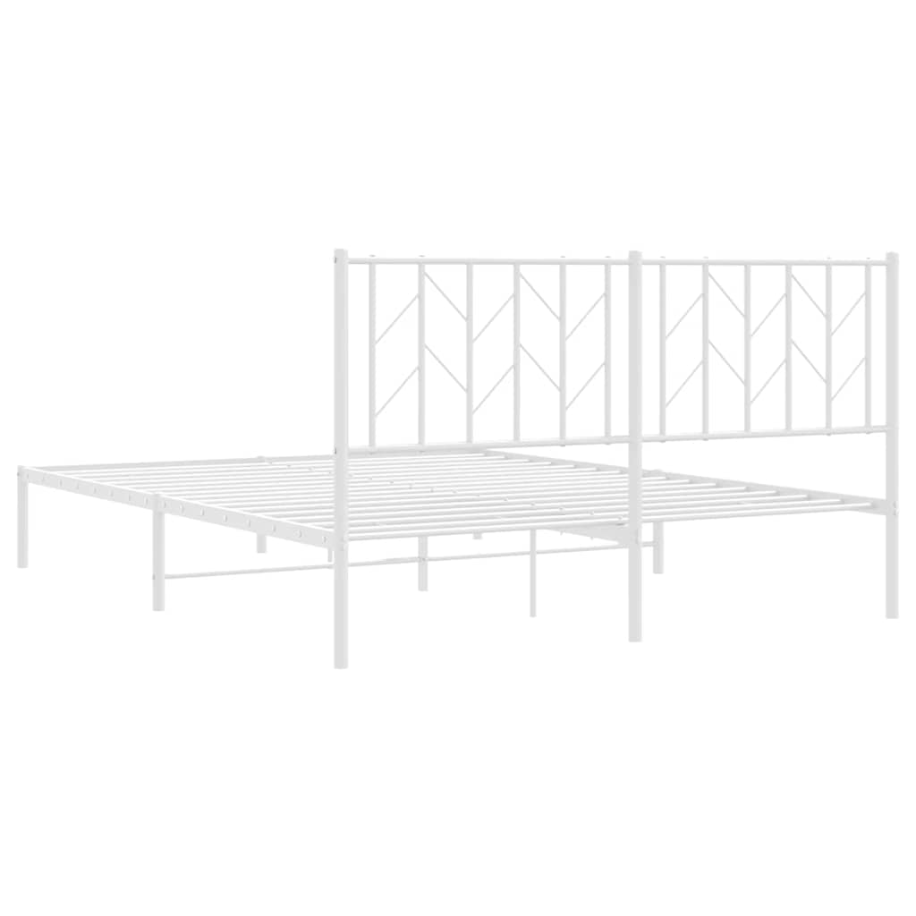 vidaXL Metalowa rama łóżka z wezgłowiem, biała, 150x200 cm