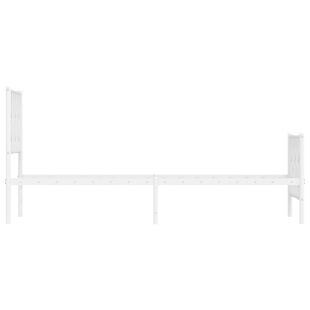 vidaXL Metalowa rama łóżka z wezgłowiem i zanóżkiem, biała, 75x190 cm