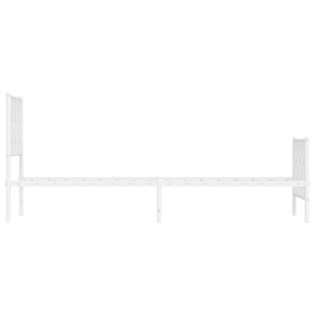 vidaXL Metalowa rama łóżka z wezgłowiem i zanóżkiem, biała, 80x200 cm