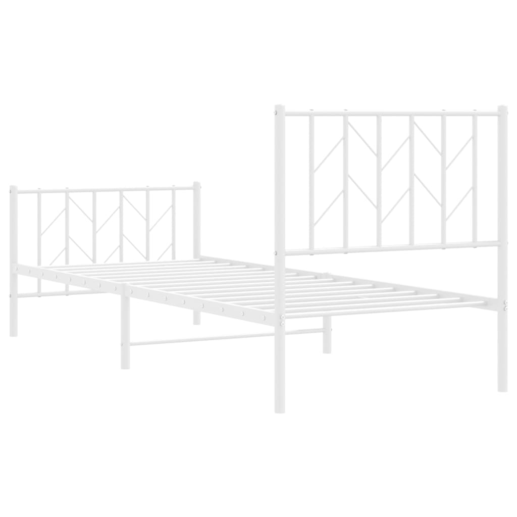 vidaXL Metalowa rama łóżka z wezgłowiem i zanóżkiem, biała, 80x200 cm
