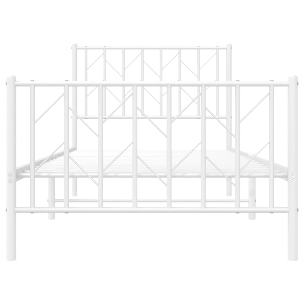 vidaXL Metalowa rama łóżka z wezgłowiem i zanóżkiem, biała, 90x200 cm