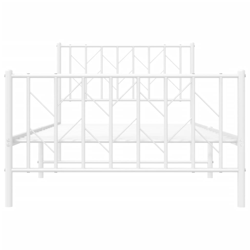 vidaXL Metalowa rama łóżka z wezgłowiem i zanóżkiem, biała, 100x190 cm