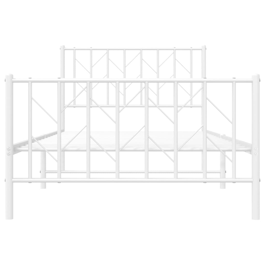 vidaXL Metalowa rama łóżka z wezgłowiem i zanóżkiem, biała, 100x200 cm