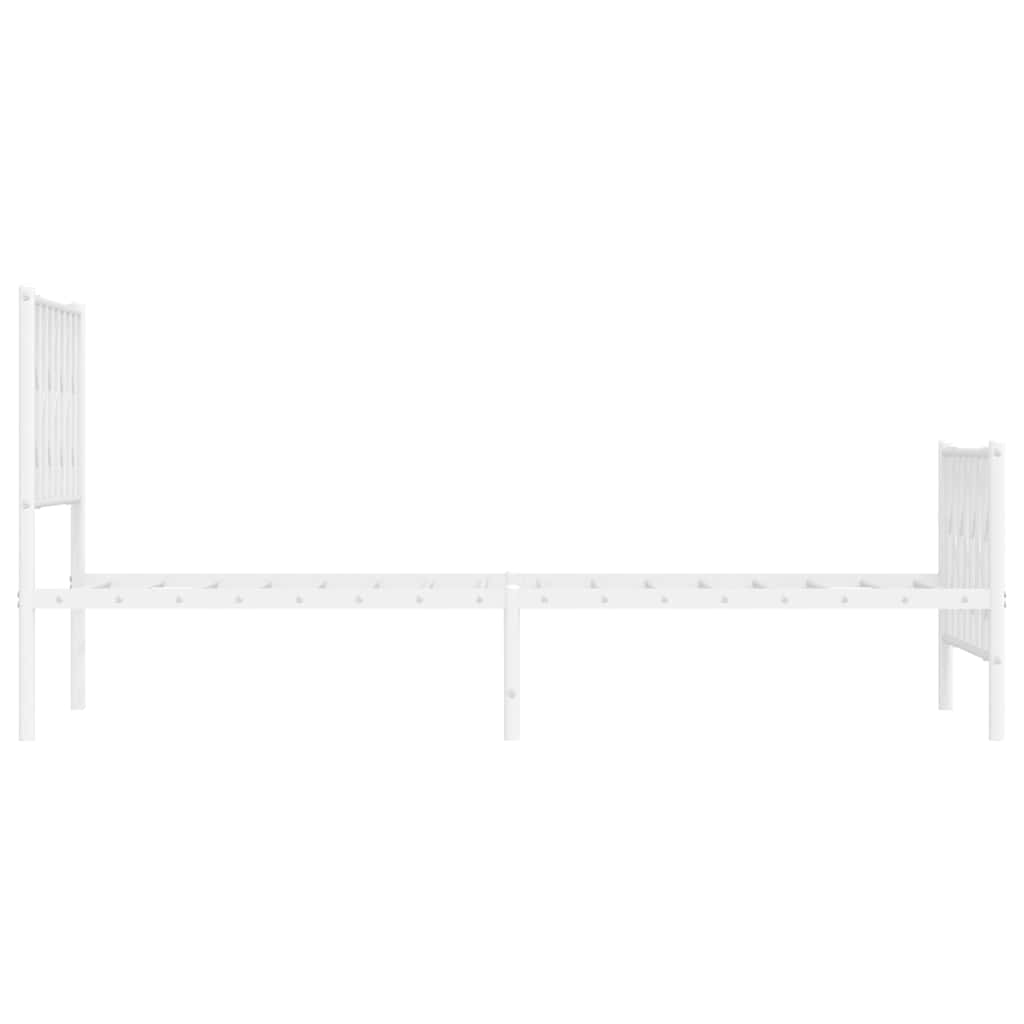 vidaXL Metalowa rama łóżka z wezgłowiem i zanóżkiem, biała, 100x200 cm