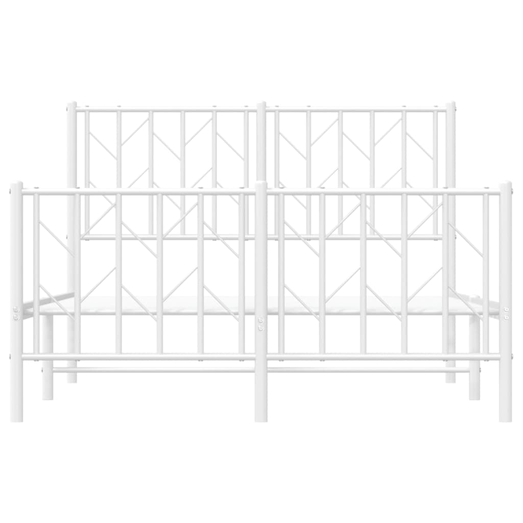 vidaXL Metalowa rama łóżka z wezgłowiem i zanóżkiem, biała, 120x190 cm