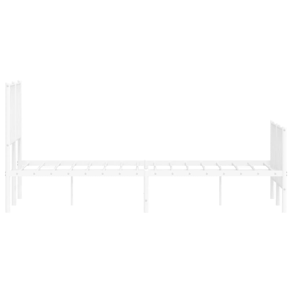 vidaXL Metalowa rama łóżka z wezgłowiem i zanóżkiem, biała, 120x190 cm