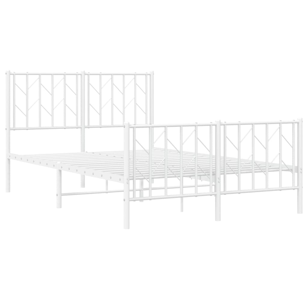 vidaXL Metalowa rama łóżka z wezgłowiem i zanóżkiem, biała, 120x200 cm