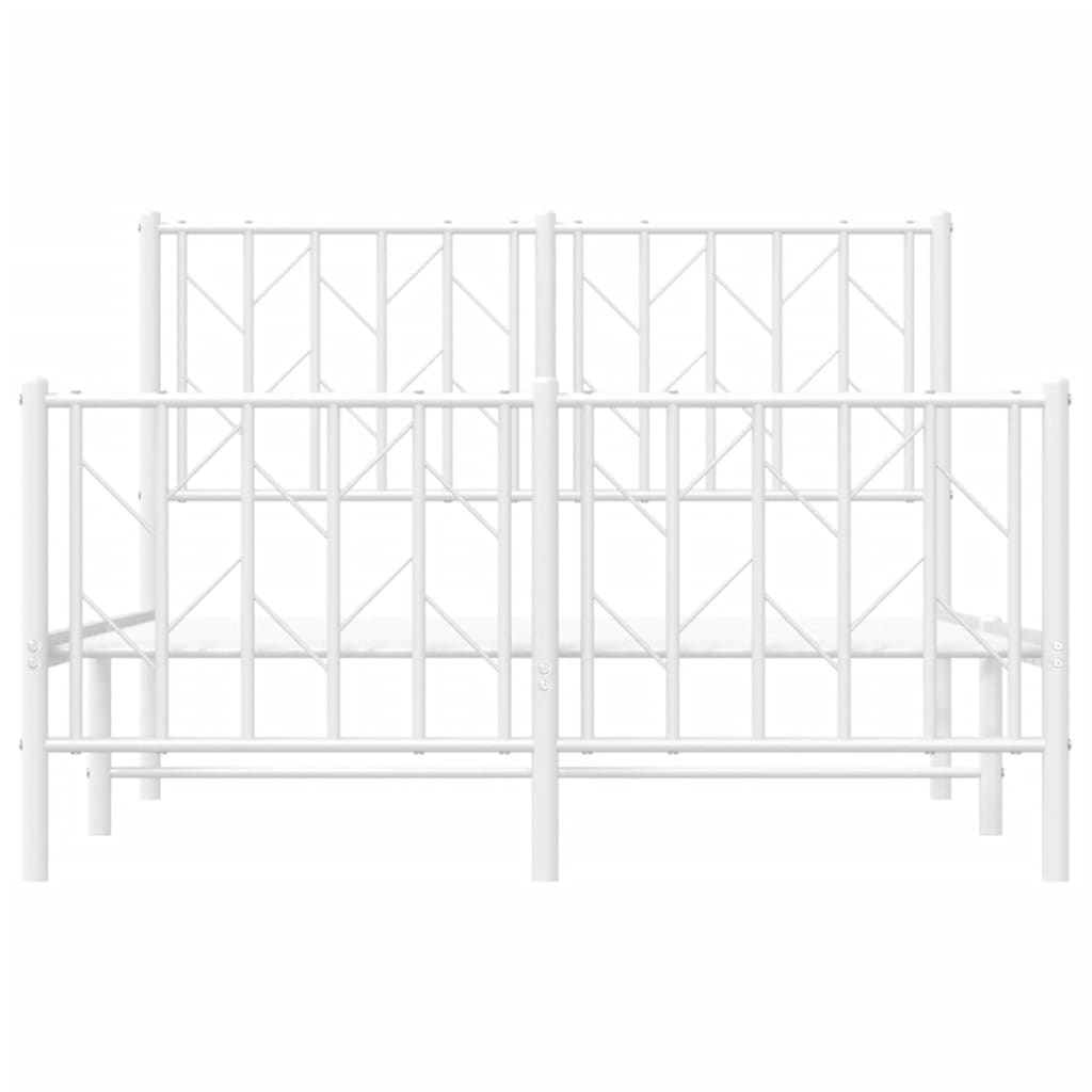 vidaXL Metalowa rama łóżka z wezgłowiem i zanóżkiem, biała, 120x200 cm