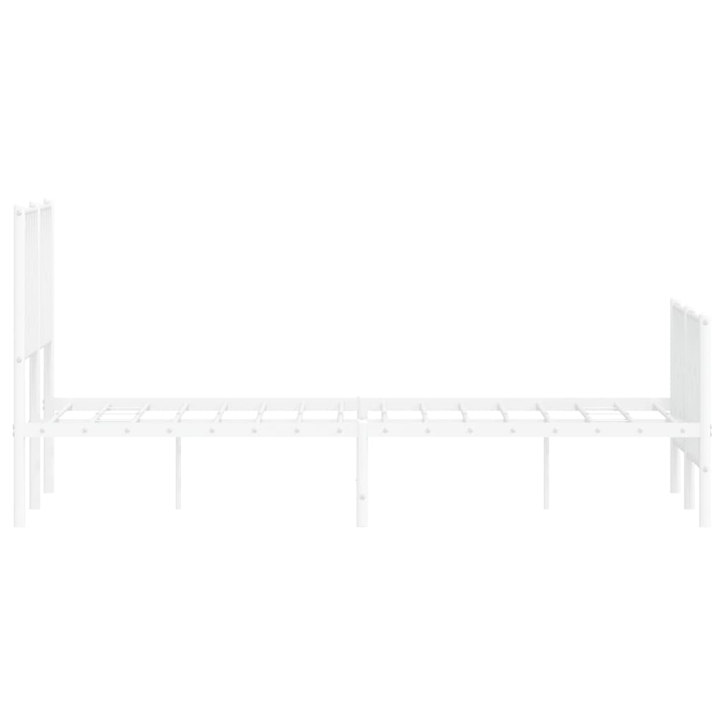 vidaXL Metalowa rama łóżka z wezgłowiem i zanóżkiem, biała, 120x200 cm