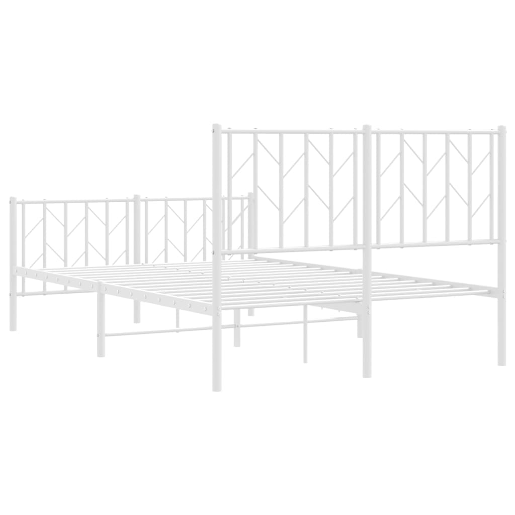 vidaXL Metalowa rama łóżka z wezgłowiem i zanóżkiem, biała, 120x200 cm